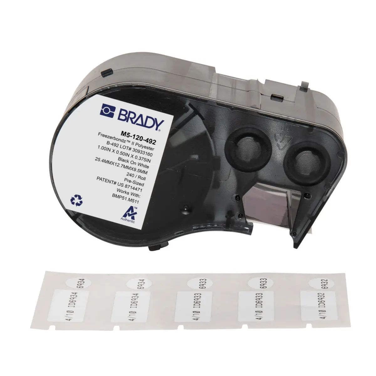Produktfoto 1 von Brady Beschriftungsetiketten Schwarz für BMP51, M510, M511, BMP53 auf Weiß 0.5 Zoll 1 Zoll 0.5 Zoll 1 Zoll