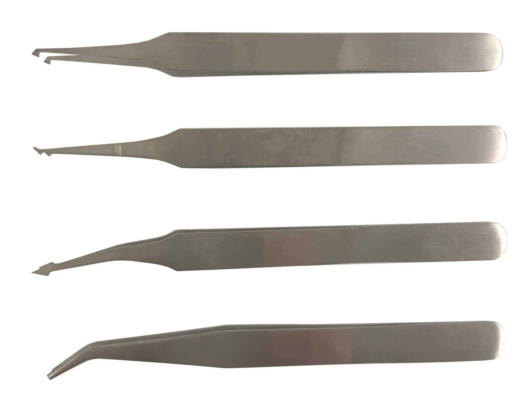 Produktfoto 1 von RS PRO Stahl Pinzettensatz, 120 mm Gerade, Spitze Flach, Abgerundet Antimagnetisch 4-teilig