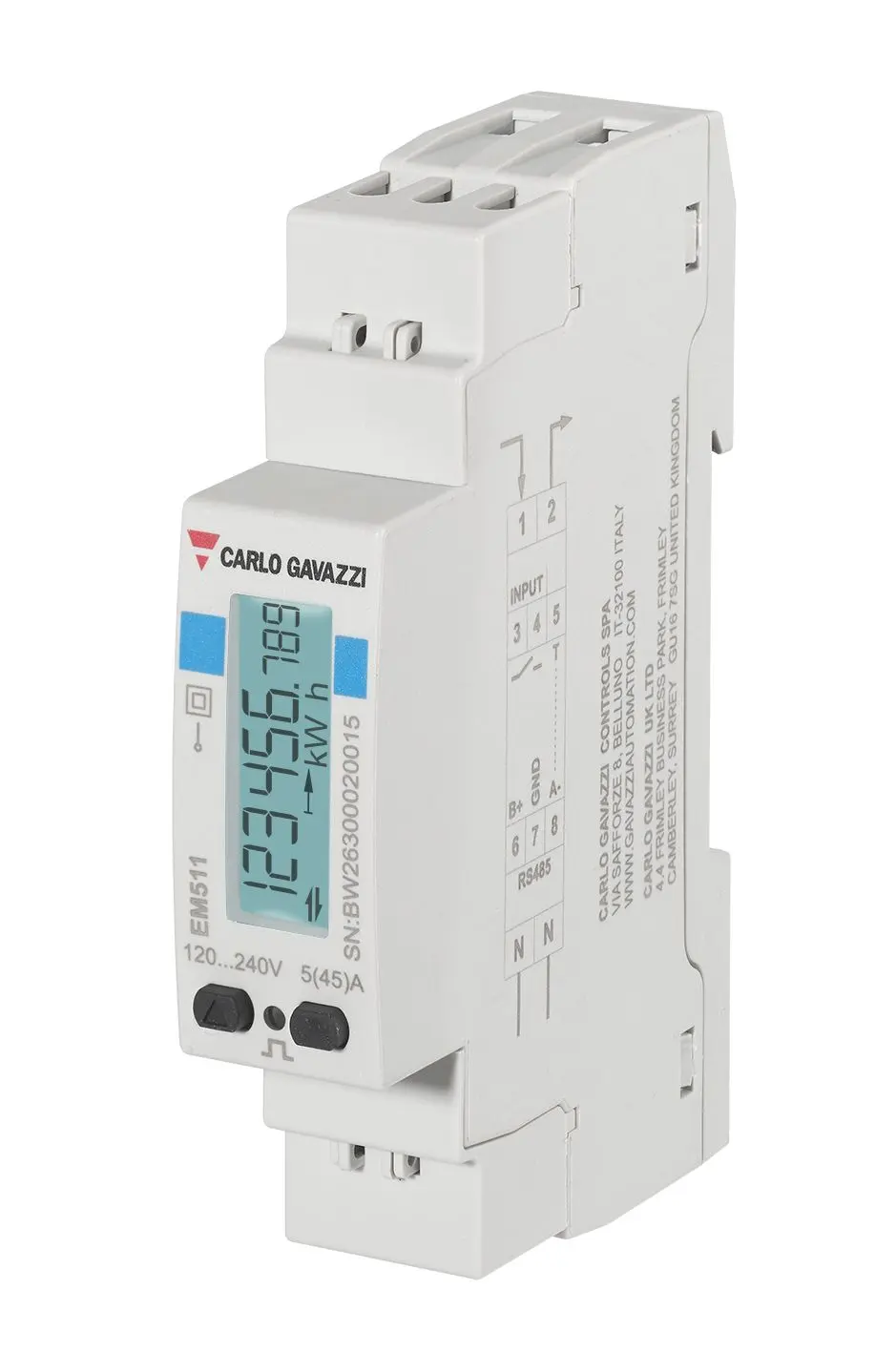 Produktfoto 1 von Carlo Gavazzi EM511 Energiemessgerät LED 90 mm x 58 mm Energiemessgerät, 6-stellig / 1-phasig