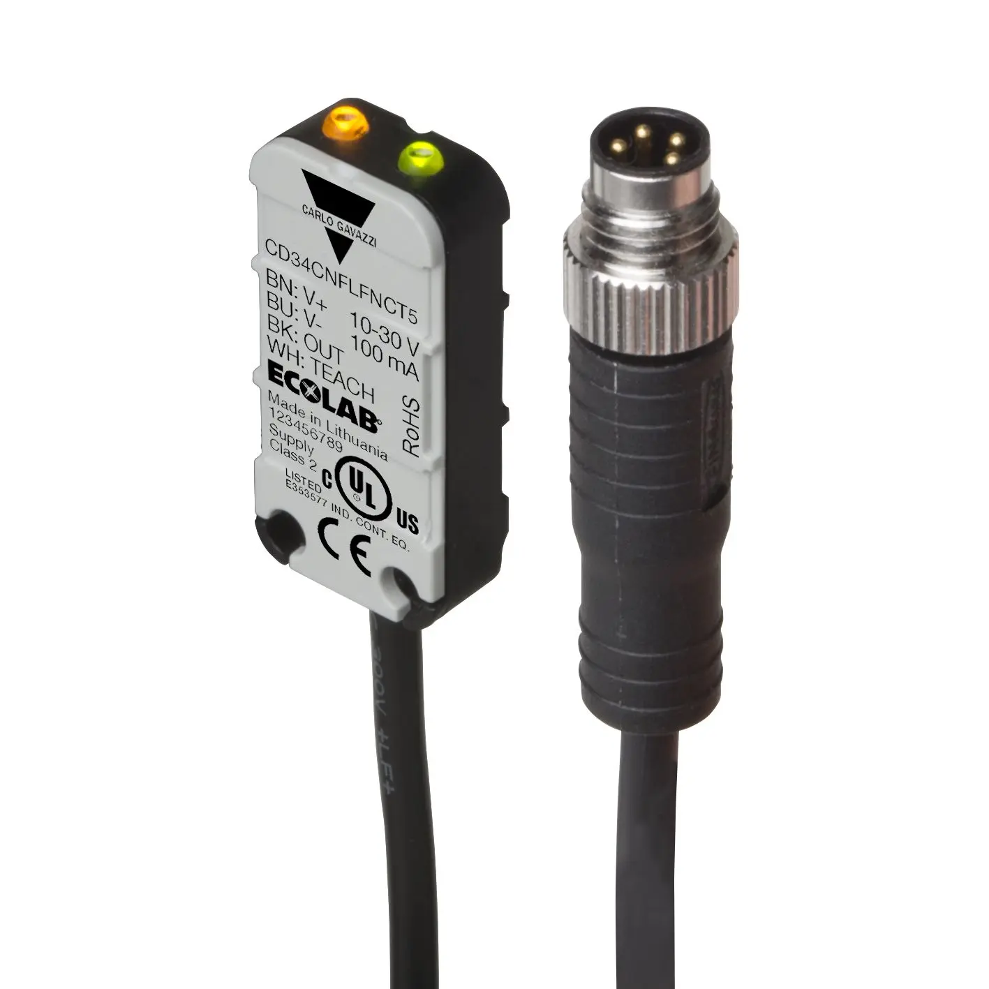 Produktfoto 1 von Carlo Gavazzi CD34CNFL Sensorniveauschalter Füllstandssensor mit 2 m Kabel Halterung, Nein Zulassung -25 °C / 80 °C