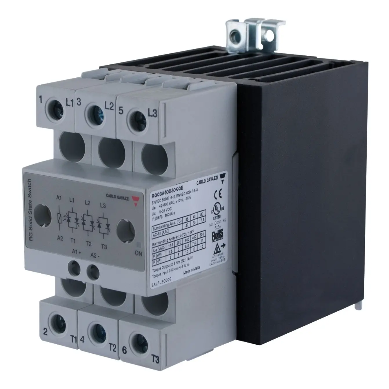 Produktfoto 1 von Carlo Gavazzi RGC DIN-Schienen Halbleiterrelais 660 V ac/dc / 30 A