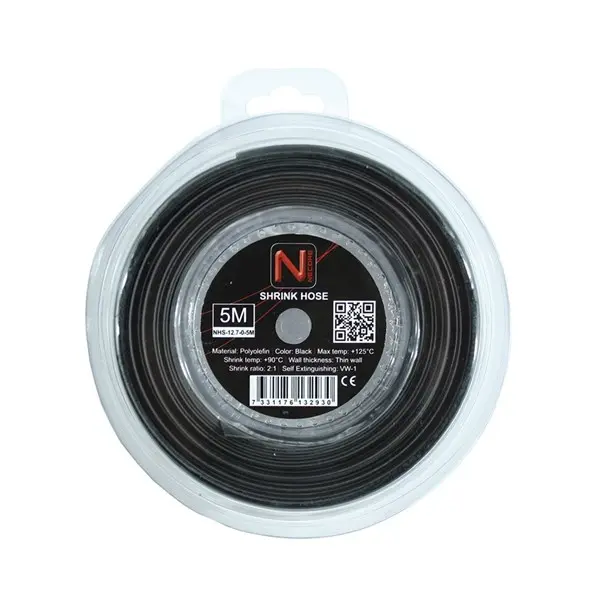 Produktfoto 1 von NEMIQ NHS Wärmeschrumpfschlauch, Polyolefin Schwarz, Ø 12.5 mm Schrumpfrate 2:1, Länge 5m