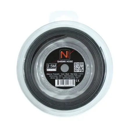 Produktfoto 1 von NEMIQ NHS Wärmeschrumpfschlauch, Polyolefin Schwarz, Ø 18.7 mm Schrumpfrate 2:1, Länge 2.5m