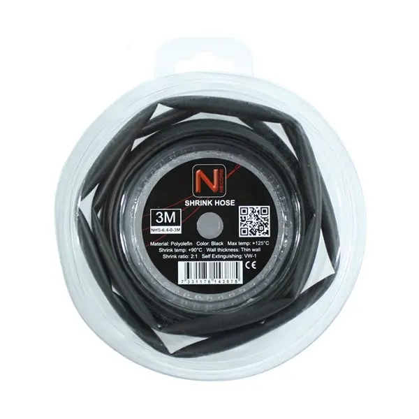 Produktfoto 1 von NEMIQ NHS Wärmeschrumpfschlauch, Polyolefin Schwarz, Ø 6.5 mm Schrumpfrate 2:1, Länge 3m