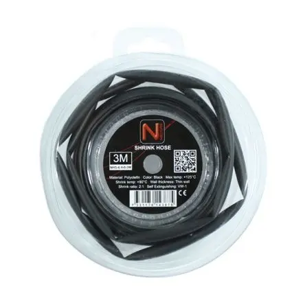 Produktfoto 1 von NEMIQ NHS Wärmeschrumpfschlauch, Polyolefin Schwarz, Ø 6.5 mm Schrumpfrate 2:1, Länge 3m
