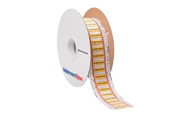 Produktfoto 1 von HellermannTyton TLFD DS Wärmeschrumpf Kabelmarkier-Hülsen, Beschriftung: Leiterstil, Gelb, Ø 12.7 mm - 26.3 mm