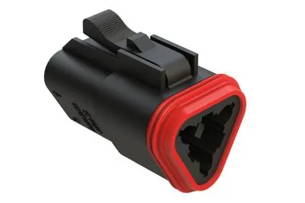Produktfoto 1 von Amphenol Industrial AT06 Kfz-Steckverbinder, Kabel, Anschluss, Crimpbefestigung, 3-polig, Schwarz / 2-reihig