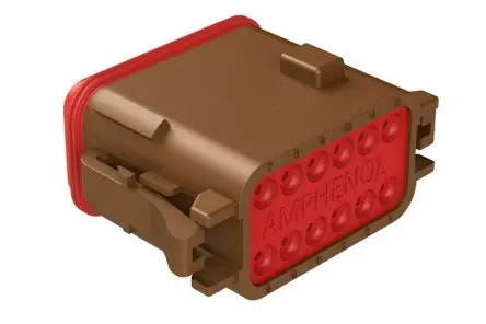 Produktfoto 1 von Amphenol Industrial AT06 Kfz-Steckverbinder, Kabel, Anschluss, Crimpbefestigung, Stecker, 12-polig, Braun / 2-reihig