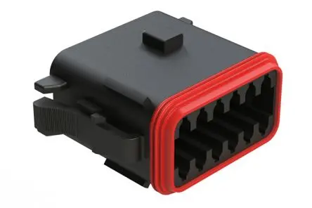 Produktfoto 1 von Amphenol Industrial AT06 Kfz-Steckverbinder, Kabel, Anschluss, Crimpbefestigung, 12-polig, Schwarz / 2-reihig