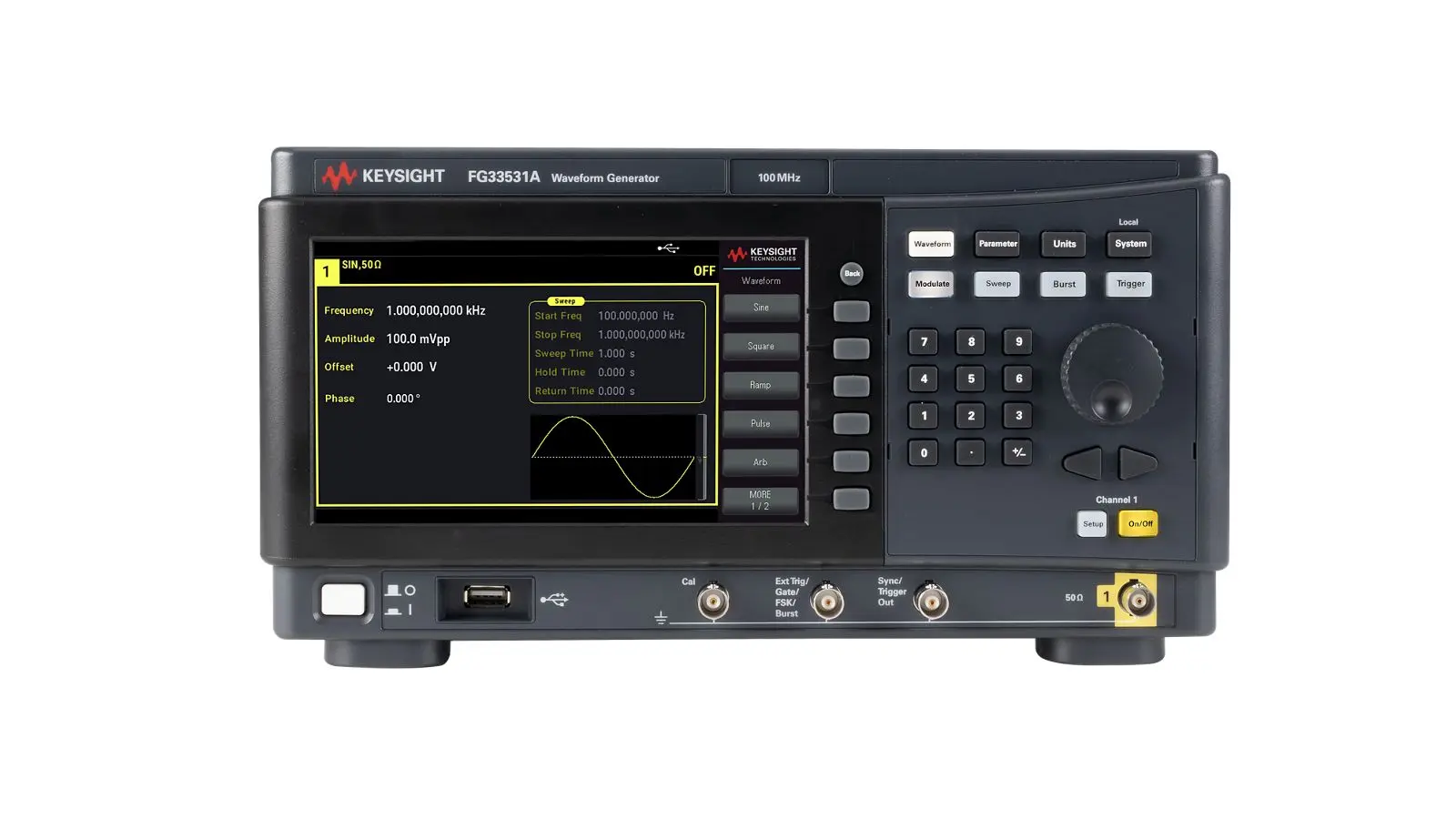 Produktfoto 1 von Keysight Technologies FG33531A Funktionsgenerator mit Farb-TFT 100 MHz 1, 1 Hz, LAN, USB