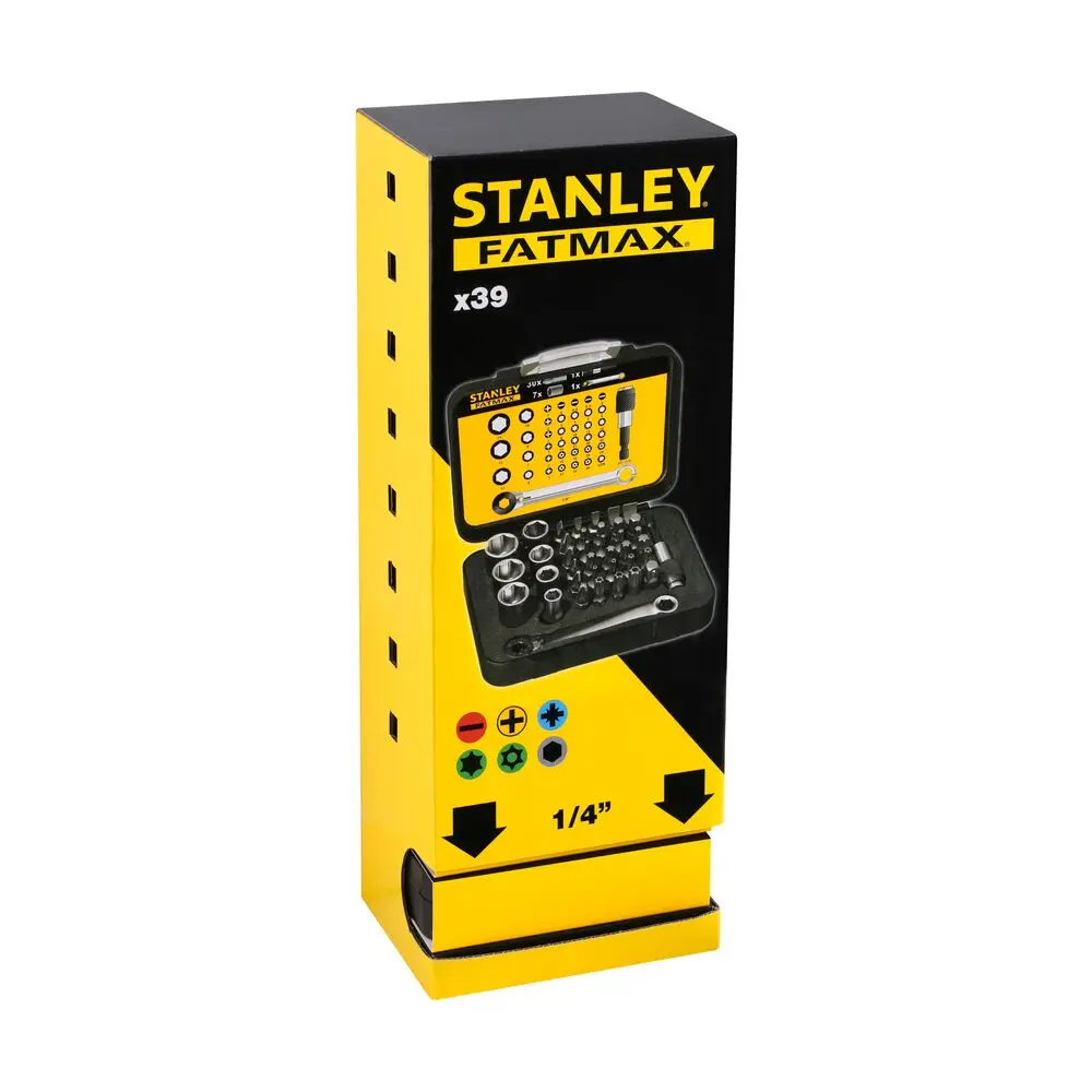 Produktfoto 1 von Stanley Bit Magnetischer Bithalter, Metall 25 mm 25 mm, 39-teilig