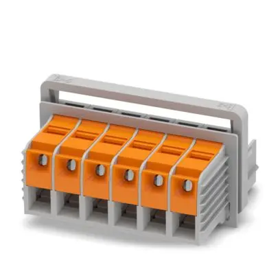 Produktfoto 1 von Phoenix Contact TW Anschlussklemmenstecker für Panel mit Durchkontaktierung 0°, Panel, 6-polig / 1-reihig, Raster 20 mm