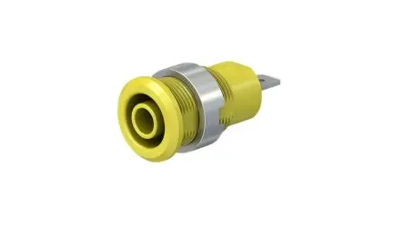 Produktfoto 1 von Staubli 4 mm Buchse Gelb Buchse für Laborstecker, Kontakt Nickel, 1kV 24A, Schraubanschluss