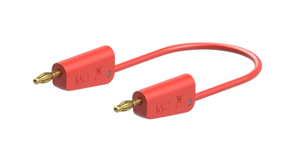 Produktfoto 1 von Staubli Messleitung 19A Stecker / Stecker, Rot Polyvinylchlorid-isoliert 50 cm, 30 → 60 V