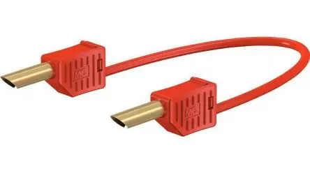 Produktfoto 1 von Staubli Messleitung 19A Stecker / Stecker, Rot Silikon-isoliert 25 cm, 30V, 60 V