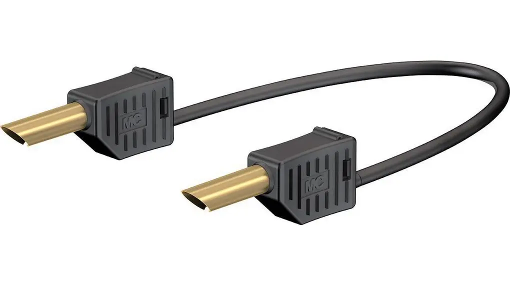 Produktfoto 1 von Staubli Messleitung 19A Stecker / Stecker, Schwarz Silikon-isoliert 25 cm, 30 → 60 V