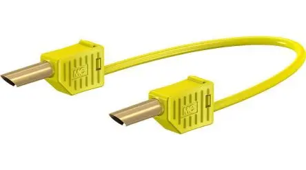 Produktfoto 1 von Staubli Messleitung 19A Stecker / Stecker, Gelb Silikon-isoliert 25 cm, 30V, 60 V