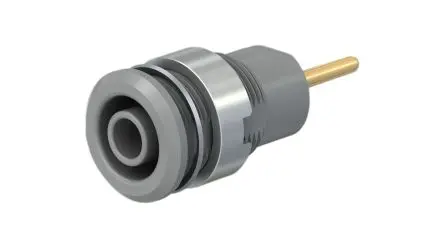 Produktfoto 1 von Staubli 4 mm Buchse Grau Buchse für Laborstecker, Kontakt Gold, 1kV 24A, Schraubanschluss