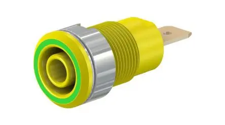 Produktfoto 1 von Staubli 4 mm Buchse Gelb, Grün Buchse für Laborstecker, Kontakt Gold, 1kV 32A, Schraubanschluss