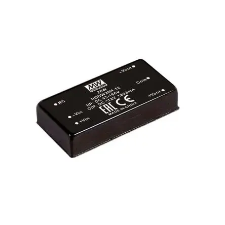 Produktfoto 1 von MEAN WELL RDDW20 DC/DC Konverter, 15V dc OUT 667 mA 43V dc 3 kV 20 W -40 °C 80 °C