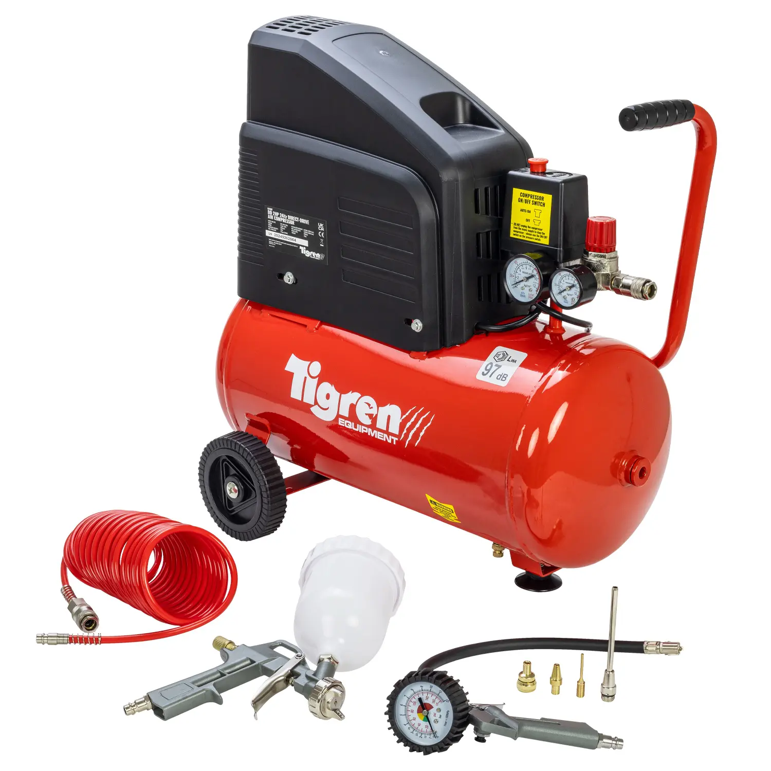 Produktfoto 1 von SIP 04397 Druckluftkompressor mit 2TE / 230V, 24L / 116psi