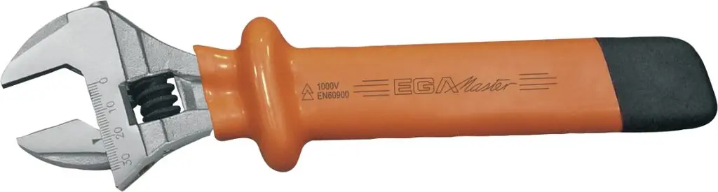 Ega-Master VDE 1000V zugelassen Schraubenschlüssel Verstellbarer Schraubenschlüssel, Bi-Material Griff, Backenweite 19