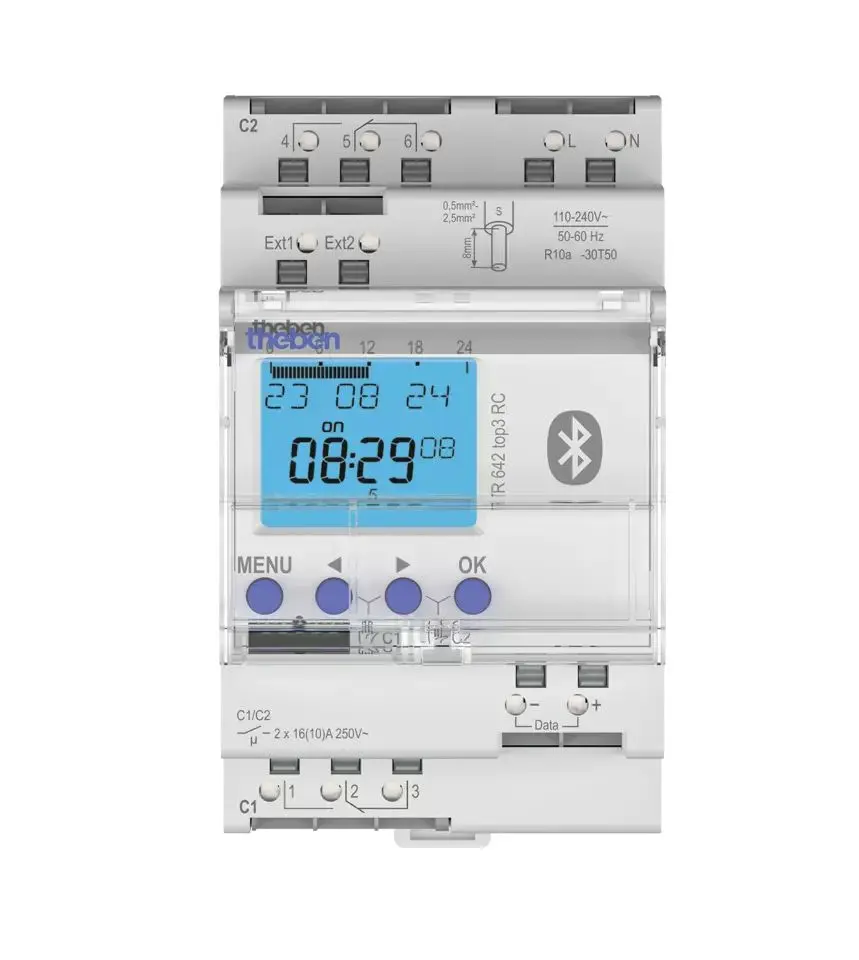 Produktfoto 1 von Theben Digital TOP3 Zeitschaltuhr 230V ac, Sekunden, Minuten, 2-Kanal, Anschlussklemmenblock, 800 Speicherplätze