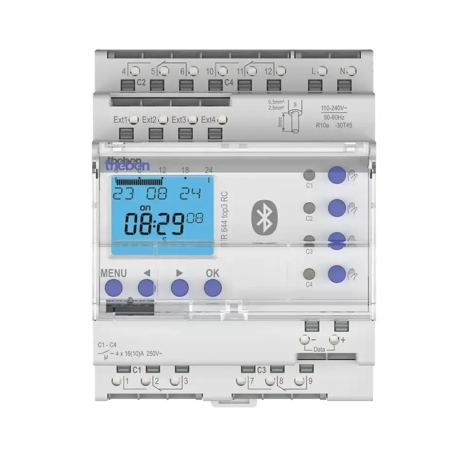 Produktfoto 1 von Theben Digital TOP3 Zeitschaltuhr 230V ac, Minuten, Sekunden, 4-Kanal, Anschlussklemmenblock