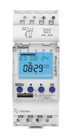 Produktfoto 1 von Theben Digital SELEKTA 170 Top3 Zeitschaltuhr 24V ac, Minuten, Sekunden, 1-Kanal, Anschlussklemmenblock