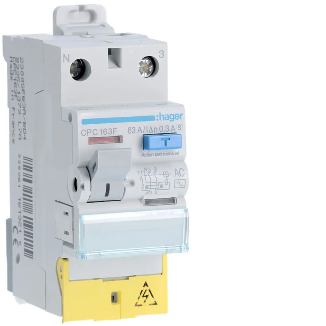 Produktfoto 1 von Hager CPC RCCB, 1P+N-polig, 63A, 300mA Typ AC 230V ac