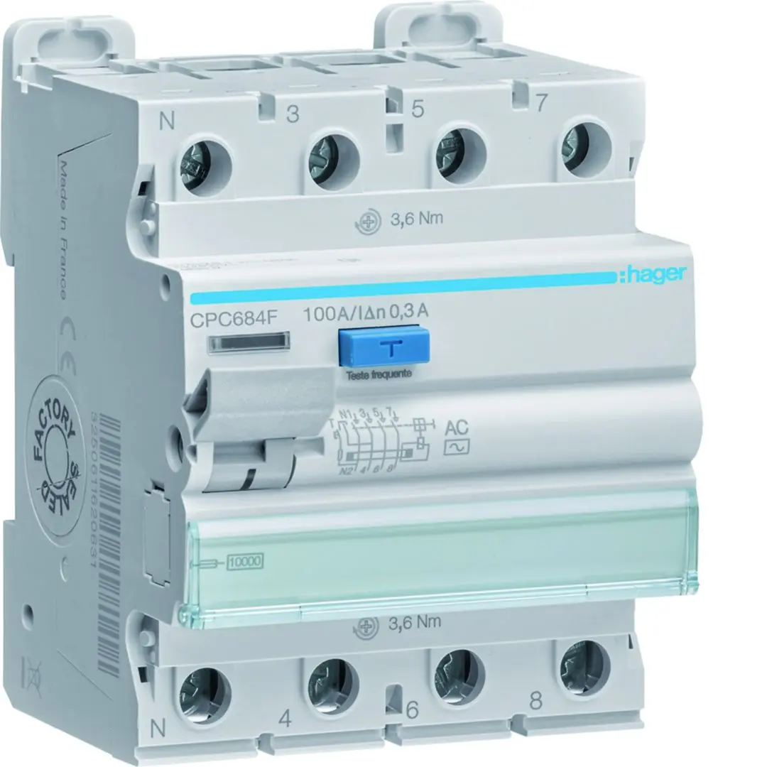 Produktfoto 1 von Hager CPC RCCB, 3P+N-polig, 100A, 300mA Typ AC 230 → 400V ac