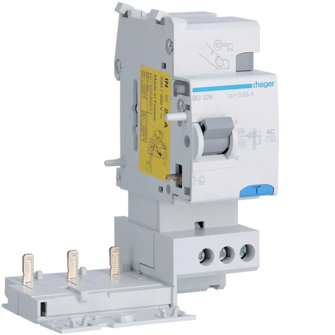 Produktfoto 1 von Hager BD Series RCCB, 3-polig, 25A, 30mA Typ AC 400V