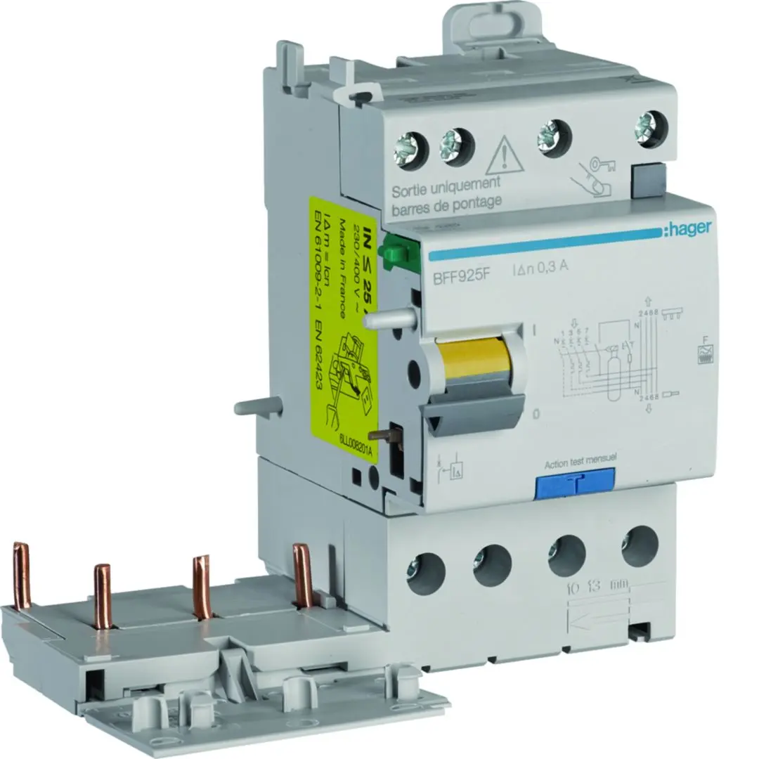 Hager BFF Series RCCB, 3-polig, 25A, 300mA Typ F
