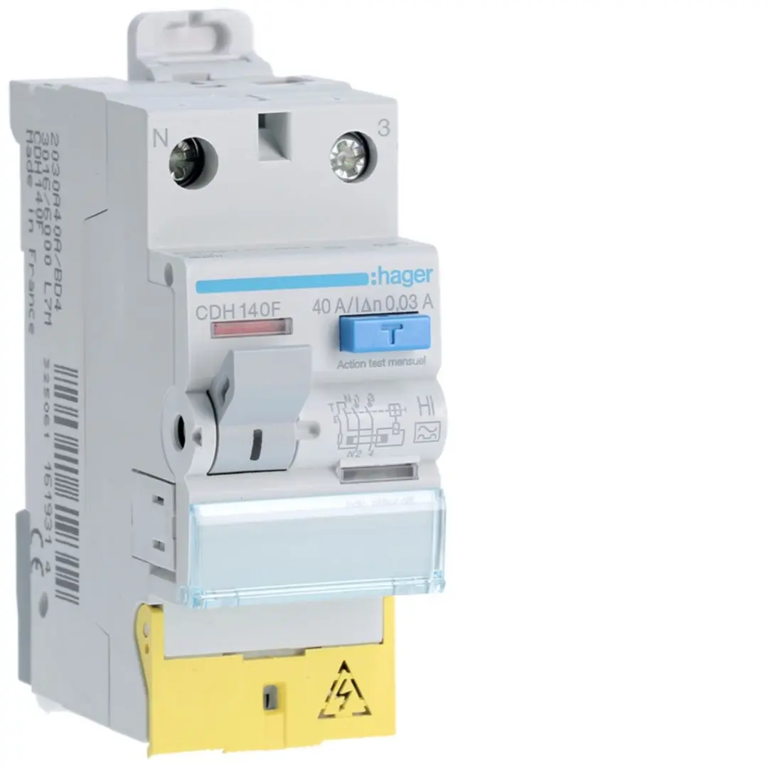 Produktfoto 1 von Hager CDH RCCB, 1P+N-polig, 40A, 30mA Typ A-HI 230V ac