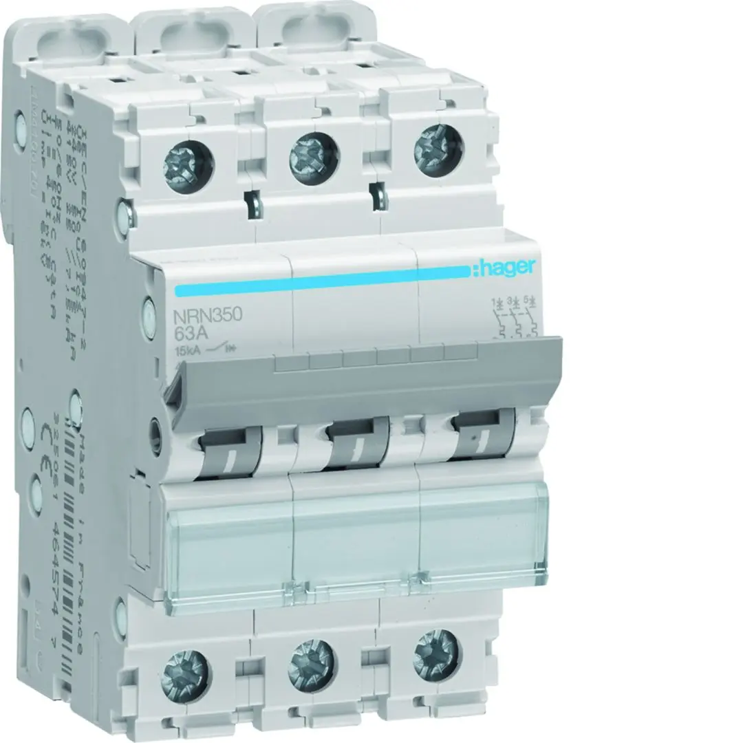 Produktfoto 1 von Hager NRN Schutzschalter Typ C, Pol 3-polig 50 A 415 V ac, Abschaltvermögen 15 kA NRN