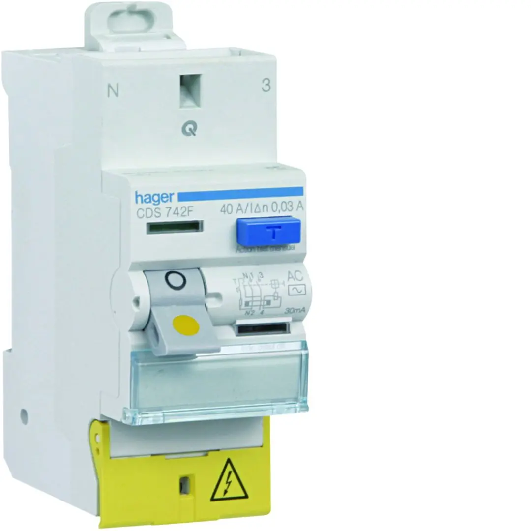 Produktfoto 1 von Hager CDS RCD/FI-Schalter, 2-polig, 40A, 30mA Typ AC Hager 230V