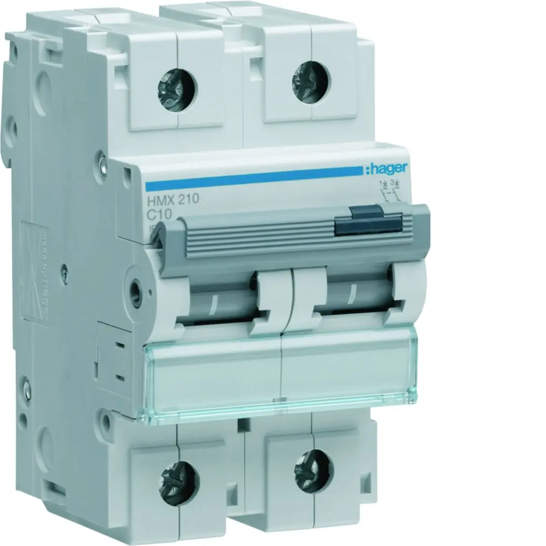Produktfoto 1 von Hager HMX Schutzschalter Typ C, Pol 2-polig 10 A 415 V ac, Abschaltvermögen 50 kA HMX