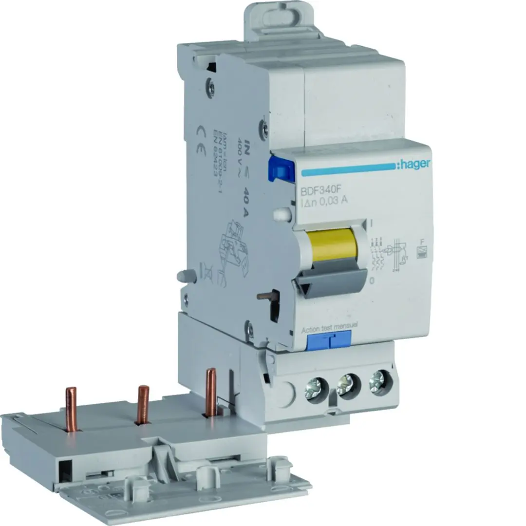 Produktfoto 1 von Hager BDF RCD/FI, 3-polig, 40A, 30mA Typ F Hager 500V