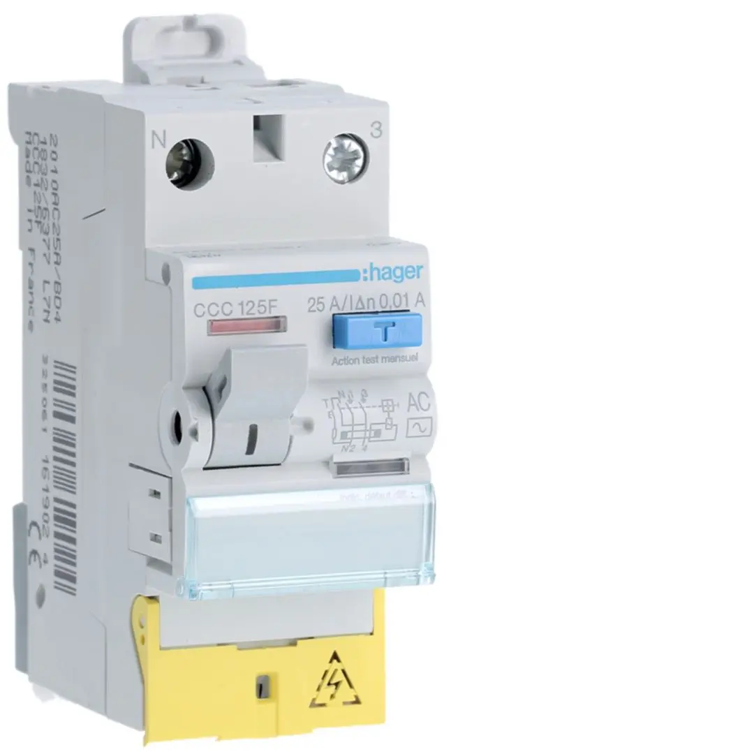 Produktfoto 1 von Hager CCC RCD/FI, 2-polig, 25A, 10mA Typ AC Hager 230V
