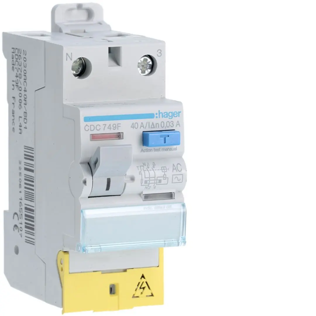 Produktfoto 1 von Hager CDC RCD/FI-Schalter, 2-polig, 40A, 30mA Typ AC Hager 127 → 230V