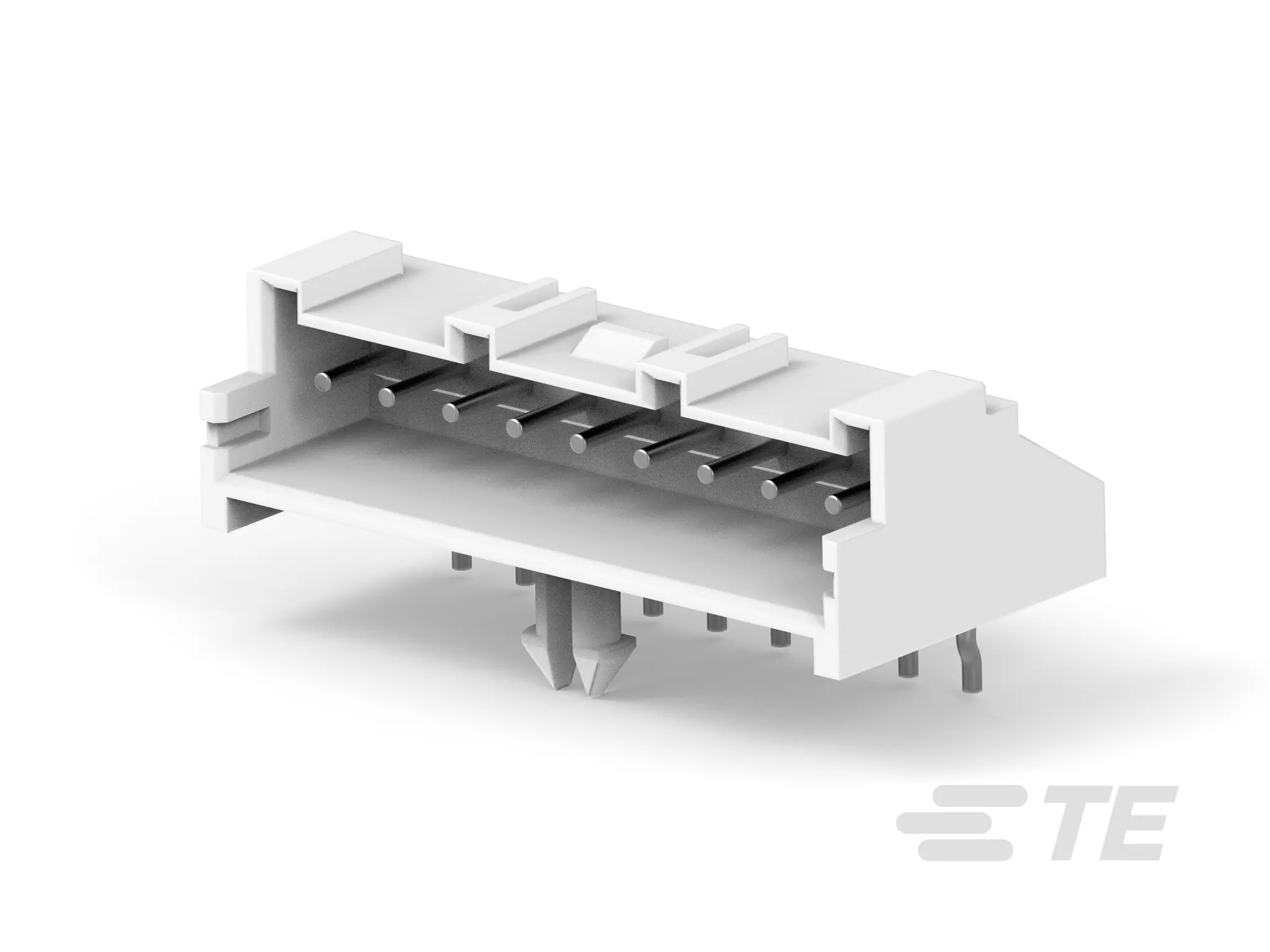 Produktfoto 1 von TE Connectivity Economy Power 2.5 Leiterplattenleiste gewinkelt, 9-polig / 1-reihig, Raster 2.5 mm Raster Platine,