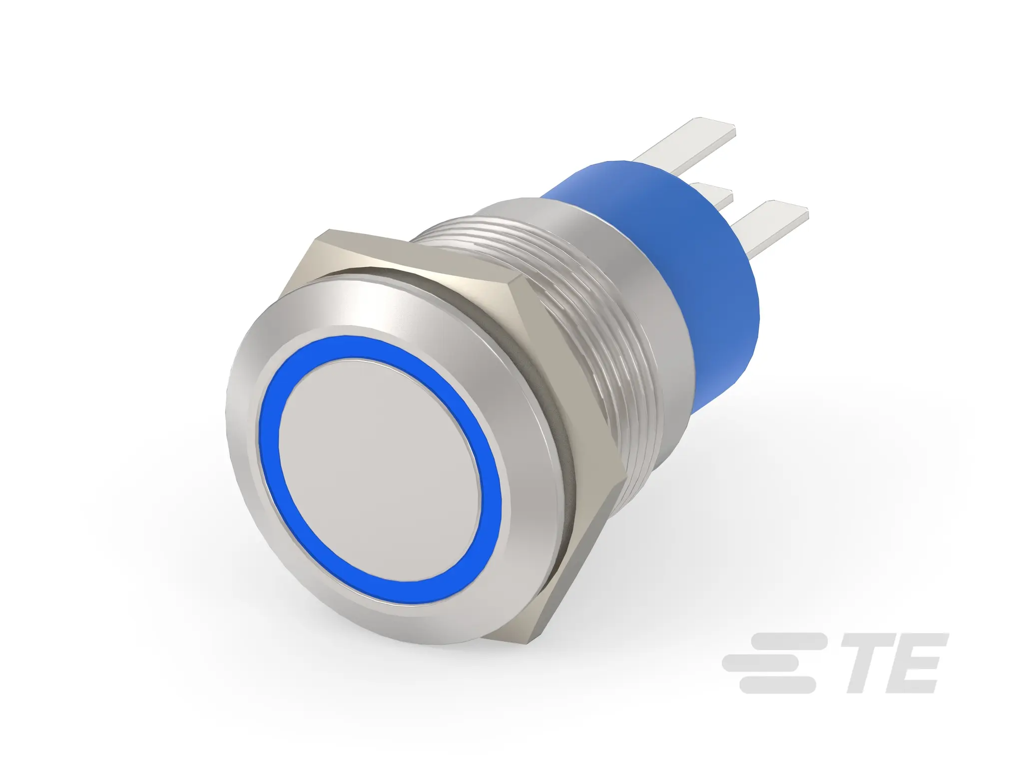 Produktfoto 1 von TE Connectivity Alcoswitch AV19 Druckschalter Blau Beleuchtet Tastend Schraubanschlussklemme, SPST / 3A 250 V ac, IP67