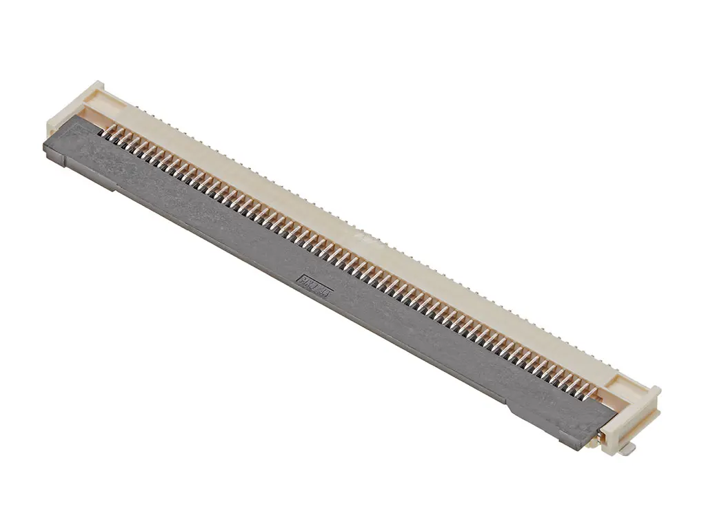 Produktfoto 1 von Molex 505110-6091, SMD gewinkelt FPC-Steckverbinder, 60-polig, Raster 0.5 mm, Unterseite