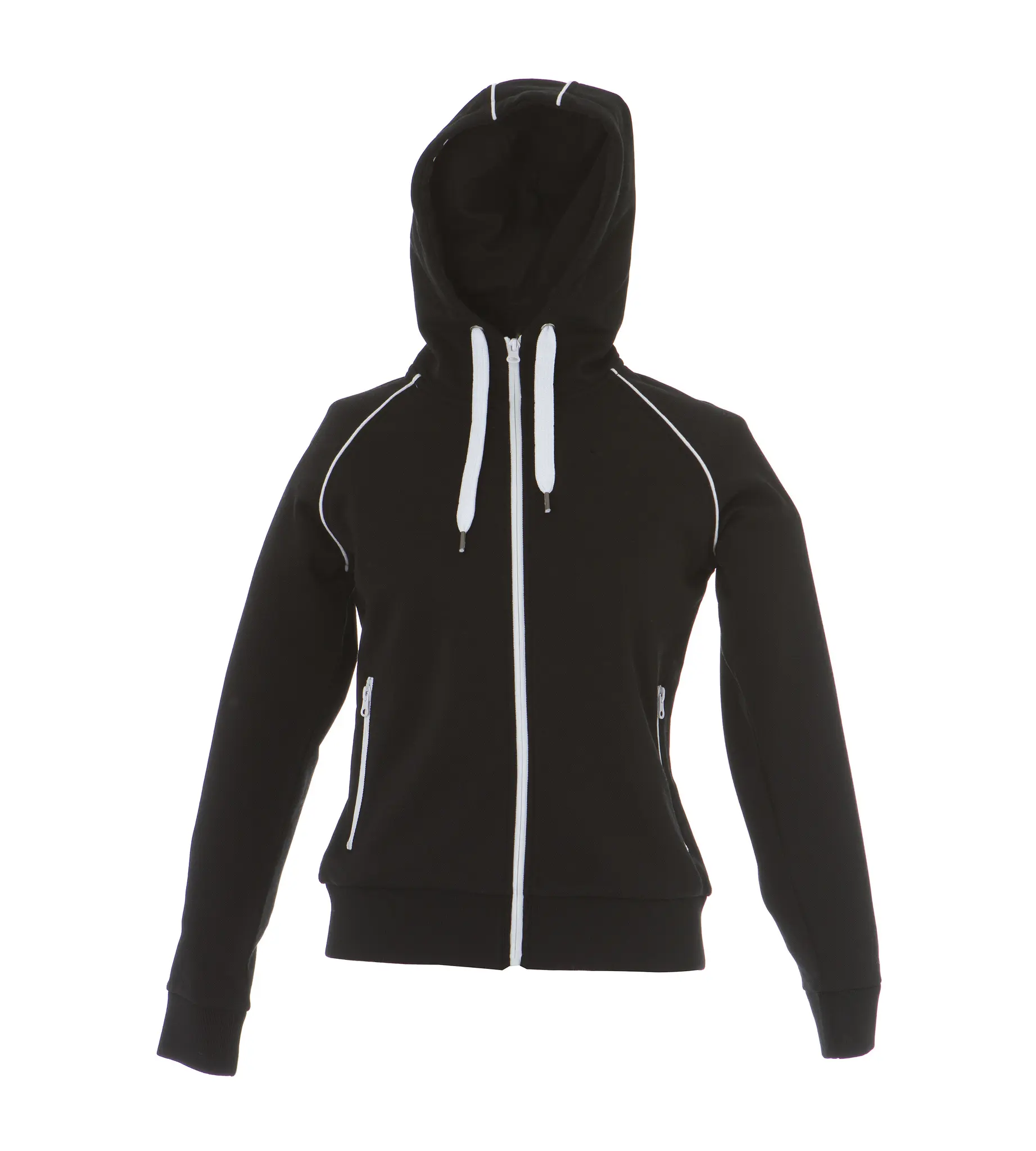 JRC 989373 Damen T-Shirt, 20 % Baumwolle, 80 % Polyester Schwarz Langer Reißverschluss, Größe S
