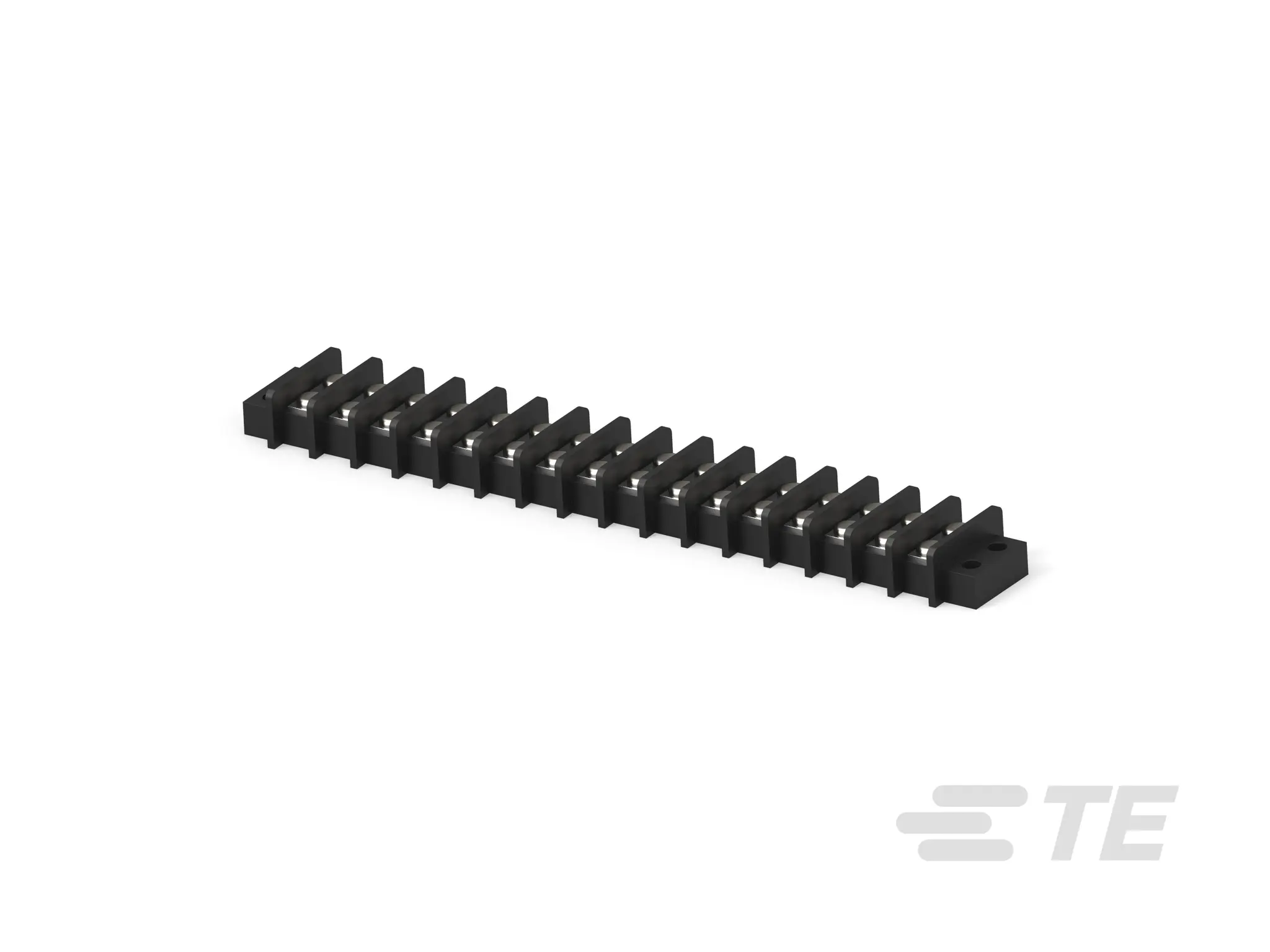 Produktfoto 1 von TE Connectivity Klemmstreifen Vertikal Messing 2-reihig 25A, Raster 11.1 mm, 300 V 6-32 Zinn