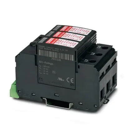 Produktfoto 1 von Phoenix Contact, Überspannungsschutz, 3-phasig, 385 V ac 40 kA DIN-Hutschiene VALVETRAB US