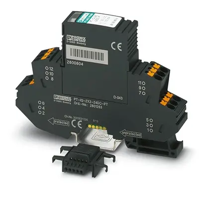 Produktfoto 1 von Phoenix Contact, Industrie-Überspannungsableiter, 30 V dc 20 kA DIN-Hutschiene PLUGTRAB IQ