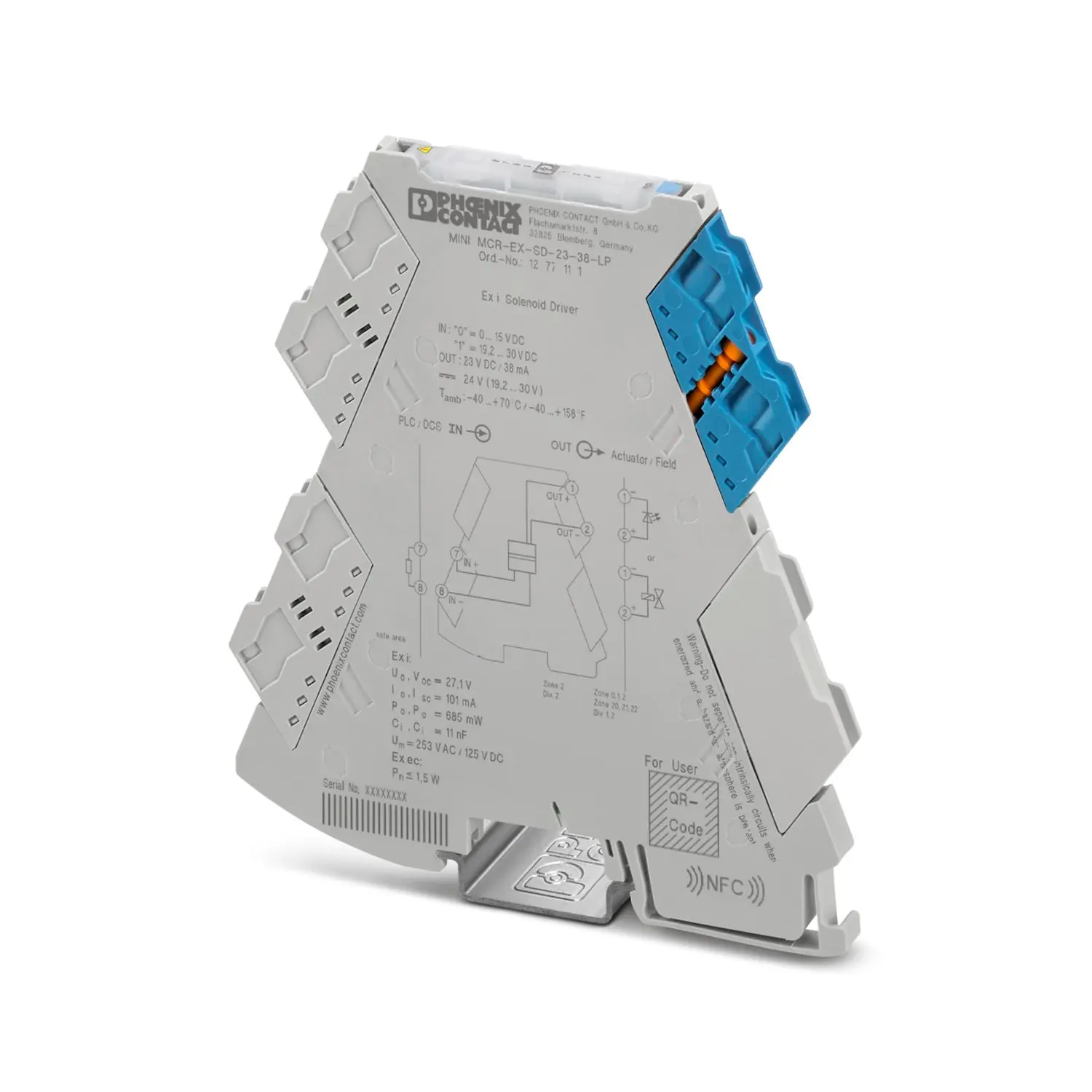 Produktfoto 1 von Phoenix Contact Serie MINI MCR Spulentreiber, Spannung 19.2/30 V dc EIN / Spannung 12.5 V dc AUS, ATEX