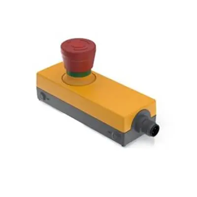 Produktfoto 1 von RAFI E-BOX M12 Not-Aus-Drucktaster, Schraubanschlussklemme, Ø 40 mm, DPST, Gelb, Rot IP65, 40mm, x 60.2 mm, Rastend
