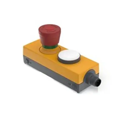 Produktfoto 1 von RAFI E-BOX M12 Not-Aus-Drucktaster, Schraubanschlussklemme, Ø 40 mm, SPST, Rot IP65, 40mm, x 60.2 mm, Rastend